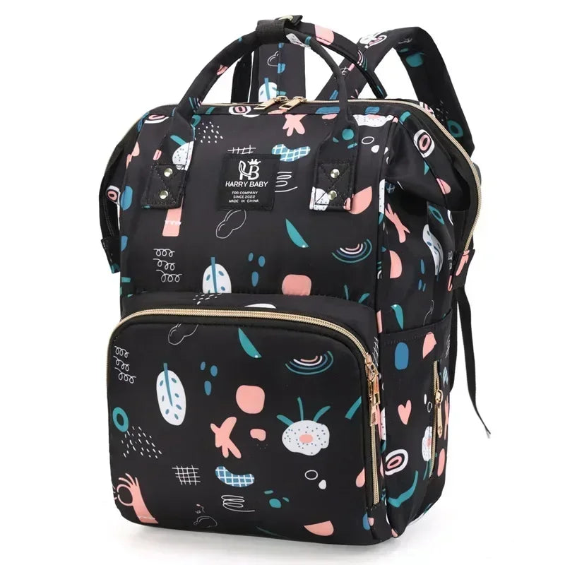 Fashion Print Nappy Backpack – Large Capacity Multi-Function Diaper Bag