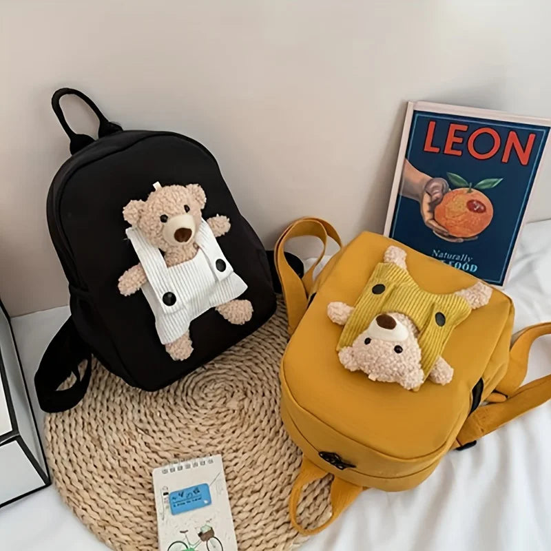 Cute Bear Plush Backpack – Custom Embroidered Name School Bag for Children