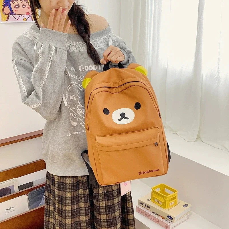 Miniso Cute Bear Cartoon Backpack – Large Capacity School & Travel Bag