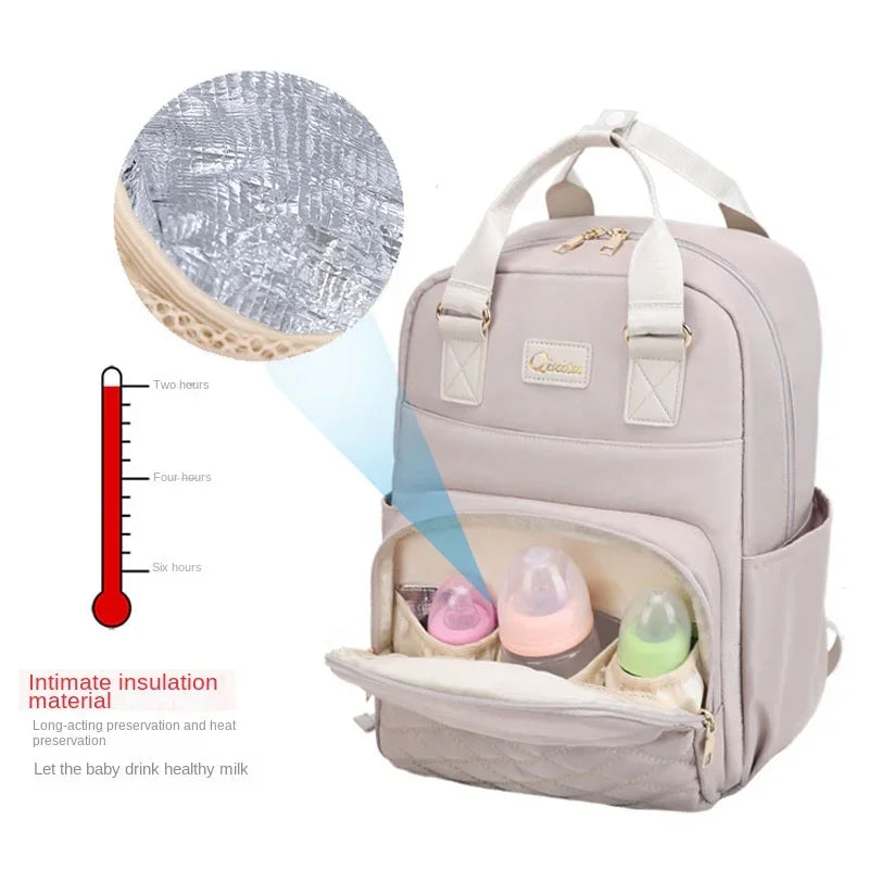 Portable Diaper Backpack with USB Charging Port for Moms