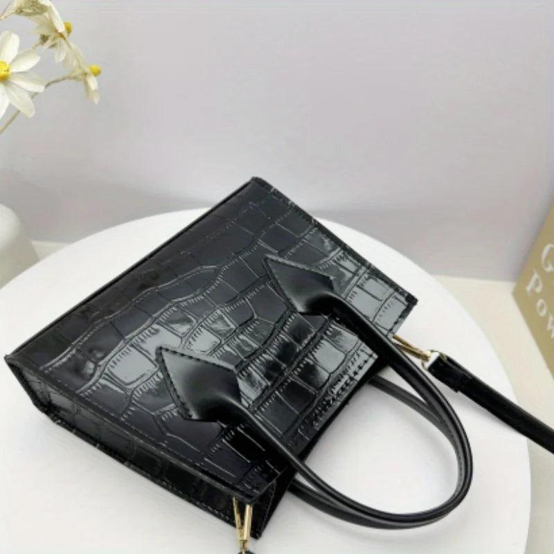 Simple Crocodile Pattern Handbag