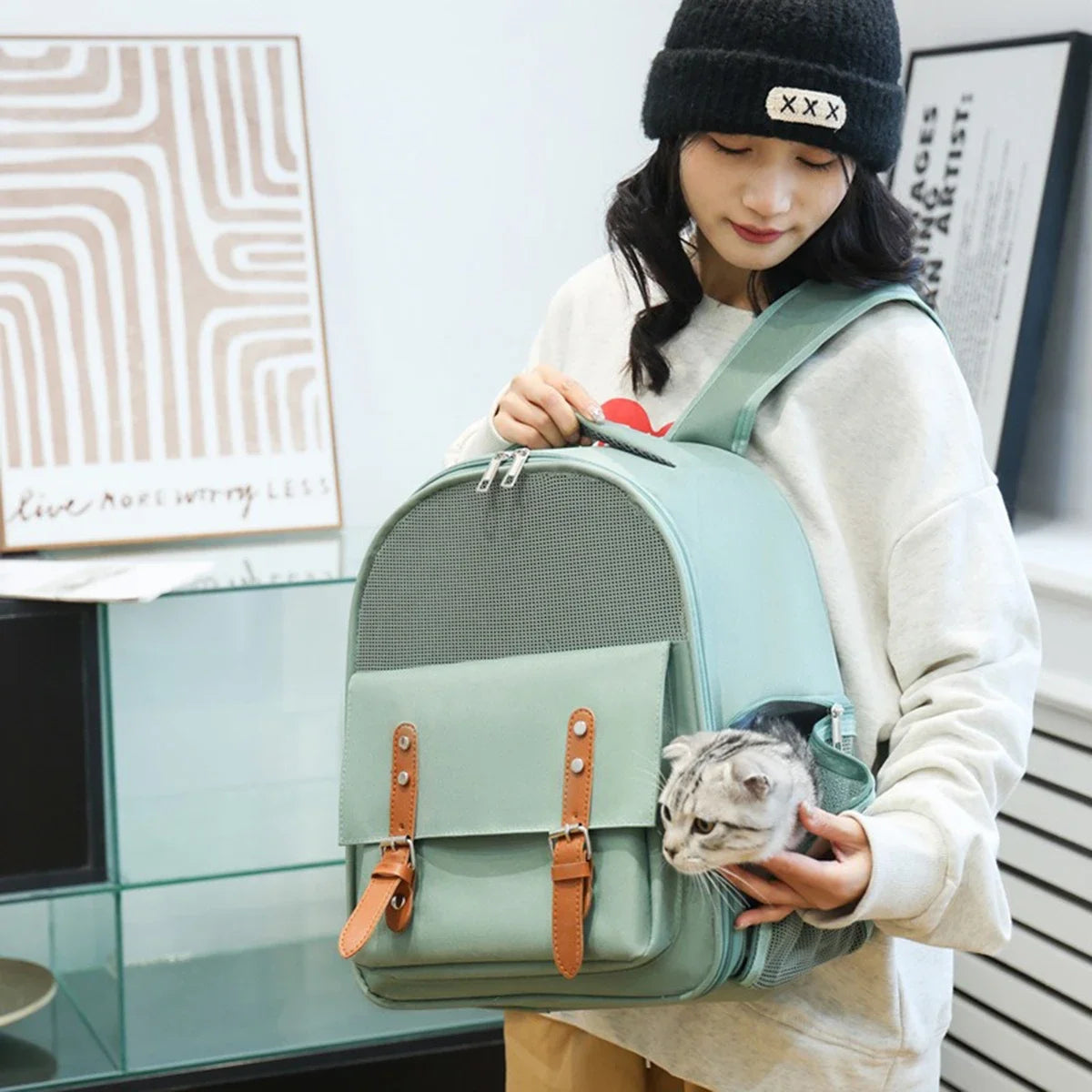 Lightweight Cat Carrier – Oxford & Mesh Backpack with Comfortable Straps