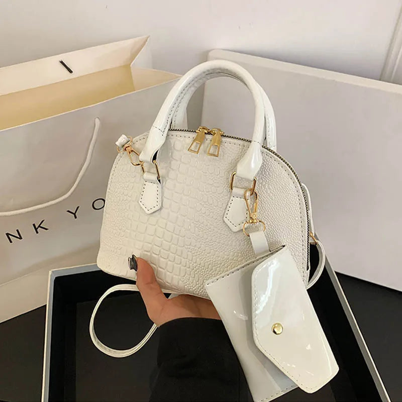 Crocodile Pattern PU Leather Handbag – Vintage Crossbody Shoulder Bag