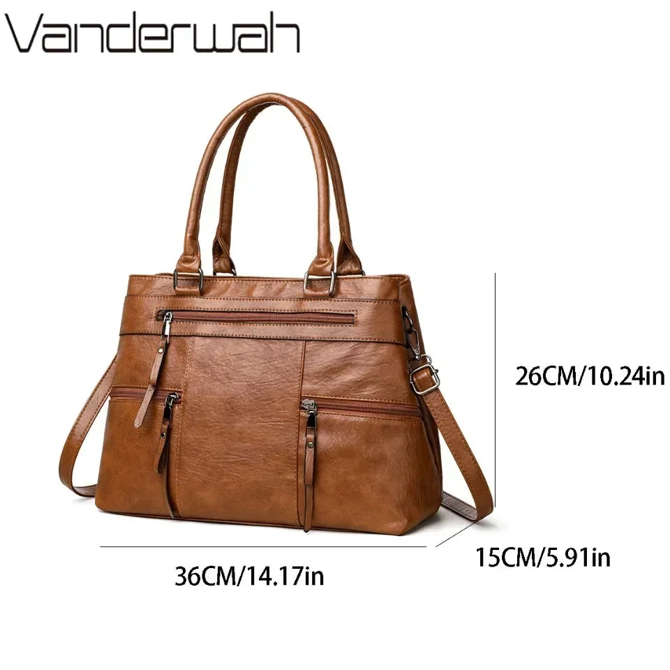 Stylish Leather Top-Handle Bag-Daily Use Handbag