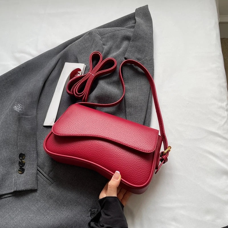 Unique Shape Red Crossbody Bag – Lychee Texture Bag