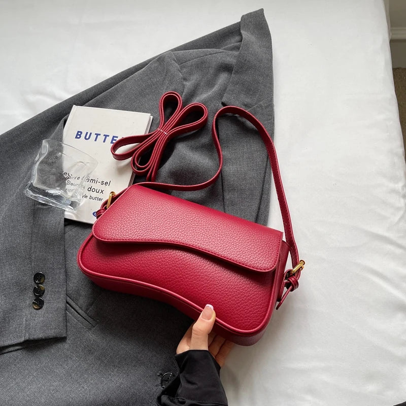 Unique Shape Red Crossbody Bag – Lychee Texture Bag