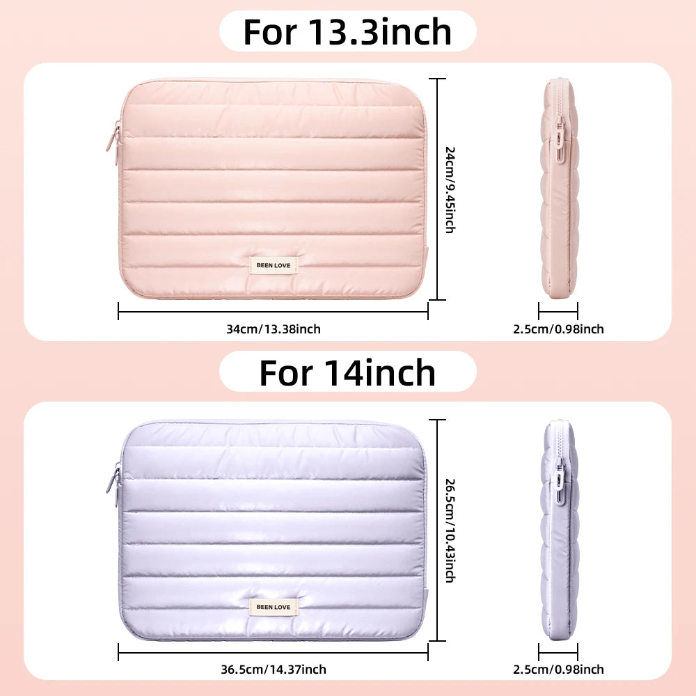 13/14 Inch Puffy Laptop Sleeve – Soft Fashion Notebook Case for MacBook Air & iPad Pro