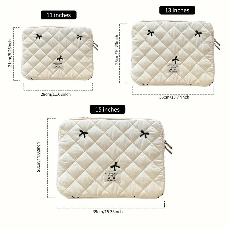 Cute Bow Graphic Laptop Bag – Soft Tablet Sleeve Case for 11–15.6 Inch