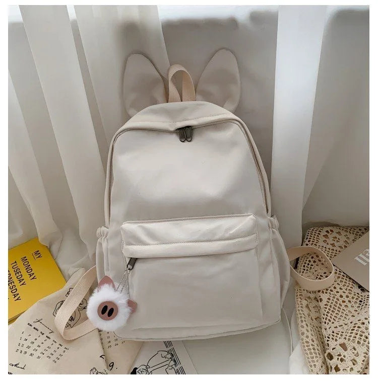 Stylish Nylon Rabbit Ear Backpack – Personalized Bag for Students