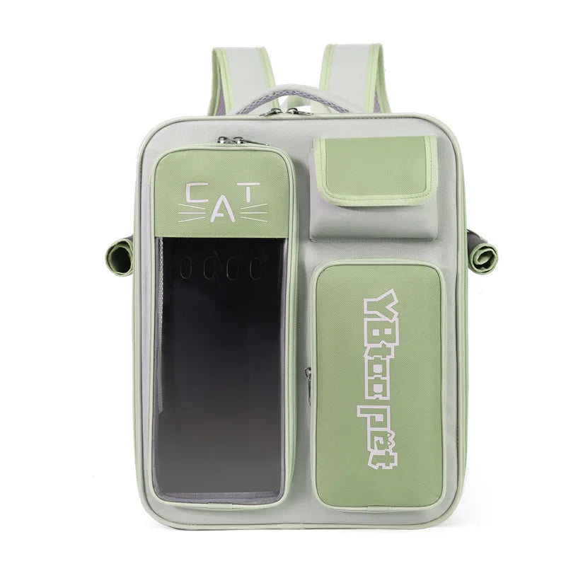 Double-Shoulder Cat Backpack – Transparent Large-Capacity Travel Bag for Cats & Dogs