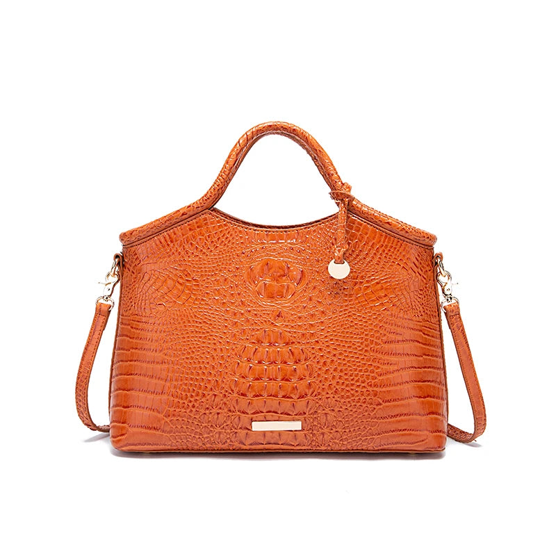 Retro Handbag – Colorful Solid PU Leather Crocodile Pattern Purse