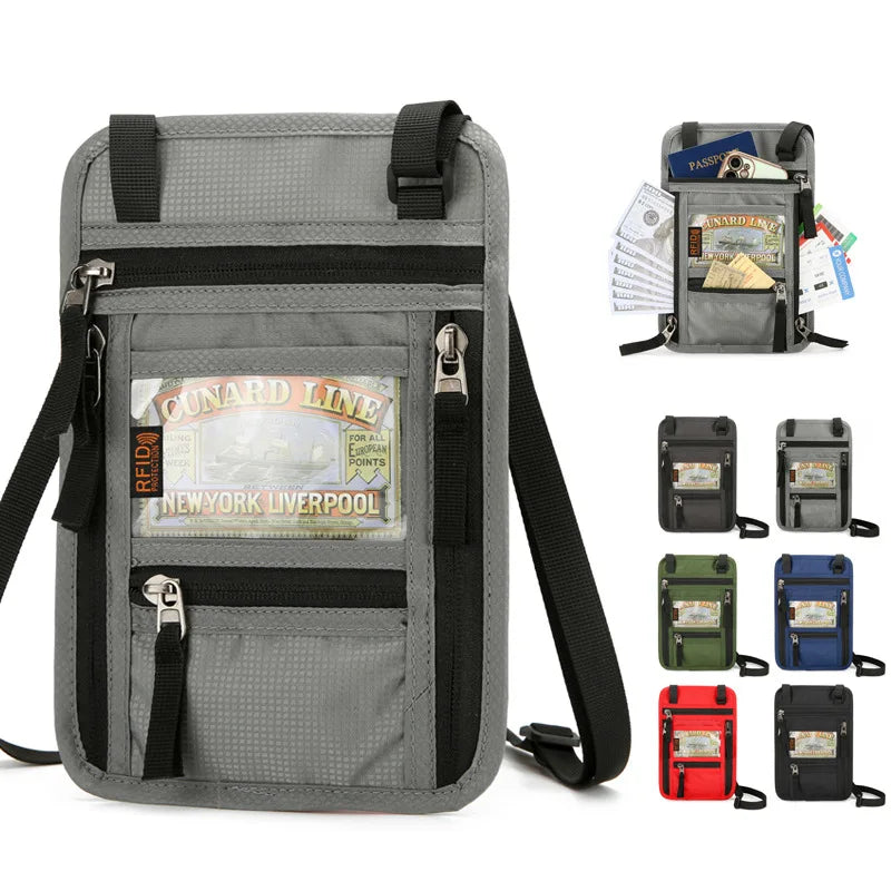Oxford Fabric Travel Wallet – Waterproof RFID Neck Bag