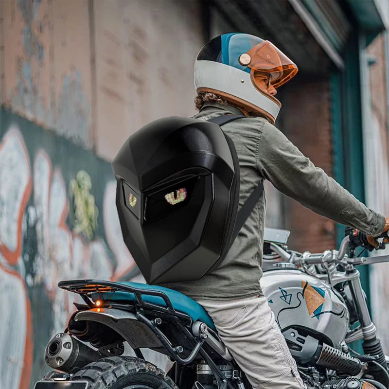 Smart LED Display Backpack – Carbon Fiber Hard Shell Laptop Bag