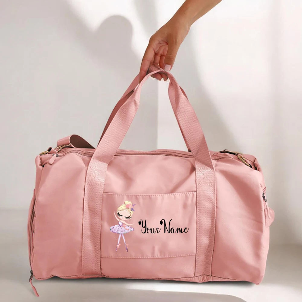 Durable duffle bag for girls with Personalised ballerina design