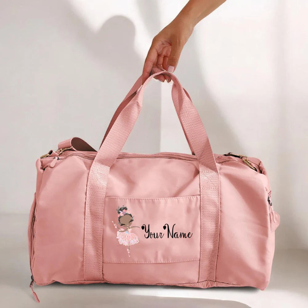 Durable duffle bag for girls with Personalised ballerina design