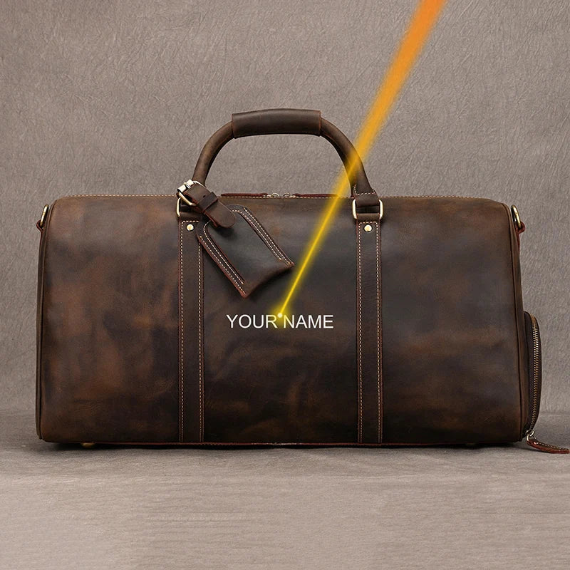Natural Genuine Leather Travel Duffel Bag