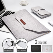 Wool Felt Laptop Sleeve Case for MacBook Air/Pro 11–15.6 Inch – Notebook Cover with Mousepad & Power Pack Gift