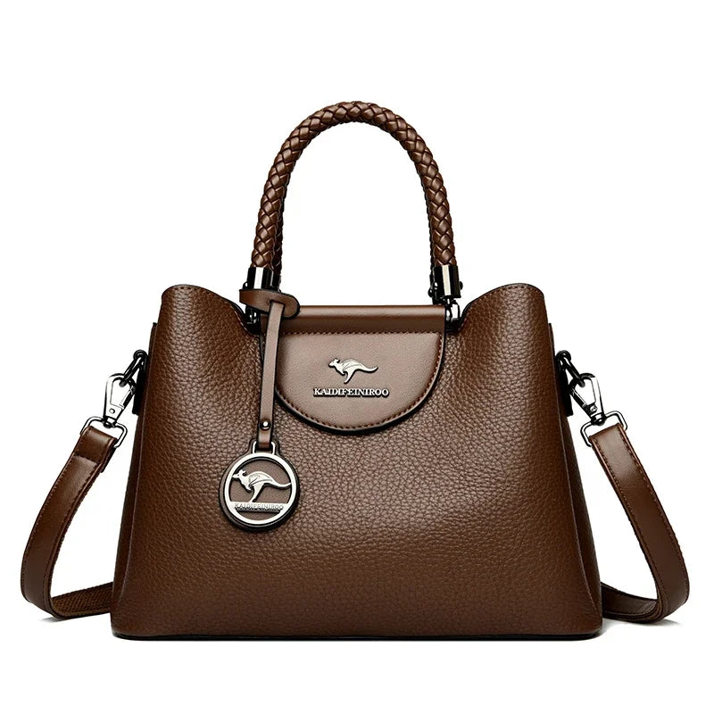 Designer-Style Handbag – Multi-Compartment PU Leather
