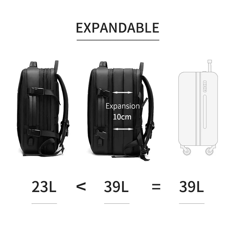 17-Inch Men’s Laptop Backpack – Waterproof, 39L Travel and Outdoor Bag with USB Port