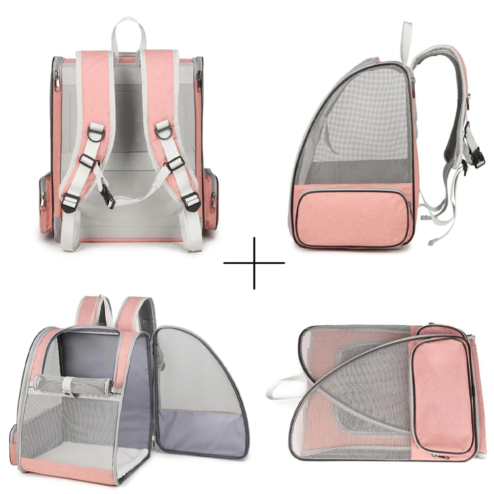 Canvas Cat Backpack – Breathable Pet Travel Bag (35×28×41cm)