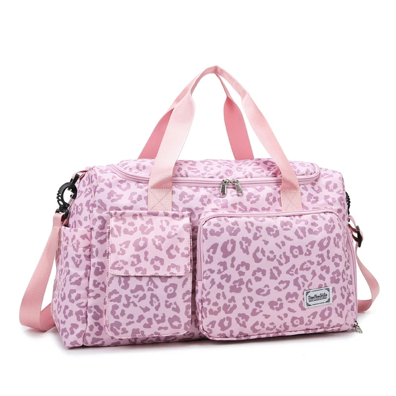 Leopard Print Travel Bag – Large Capacity Sports Fitness Duffle with Multiple Pockets