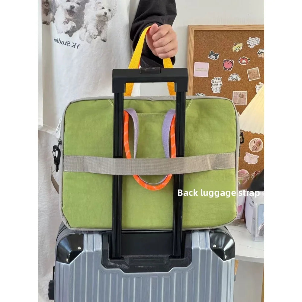 Color Block Portable Laptop Crossbody Bag for Students