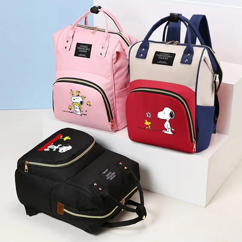 Cute Cartoon Diaper Bag – Snoopy Themed Baby Travel Backpack