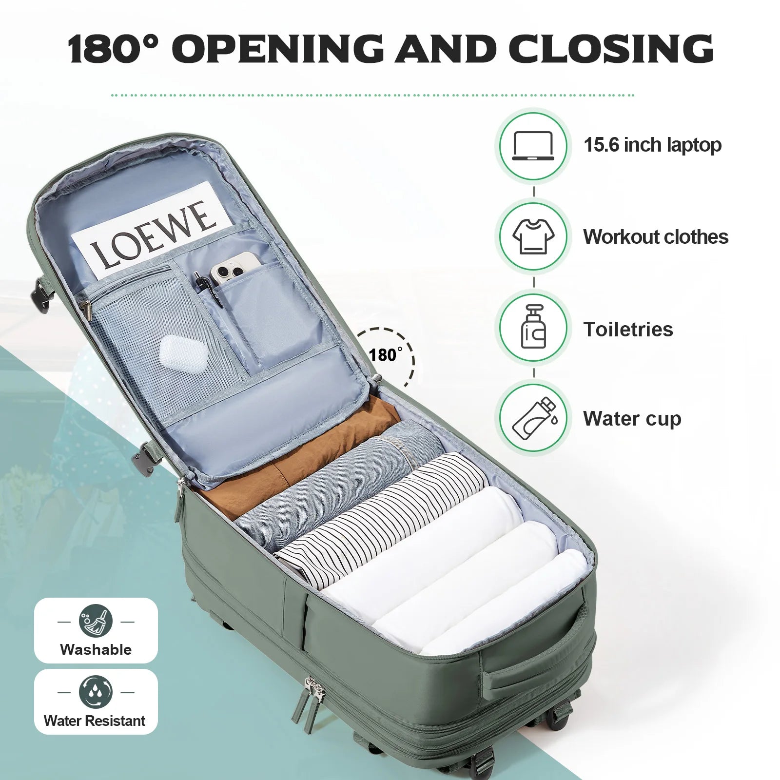 Expandable 46L Cabin Hiking Backpack – Airline Approved Travel Rucksack