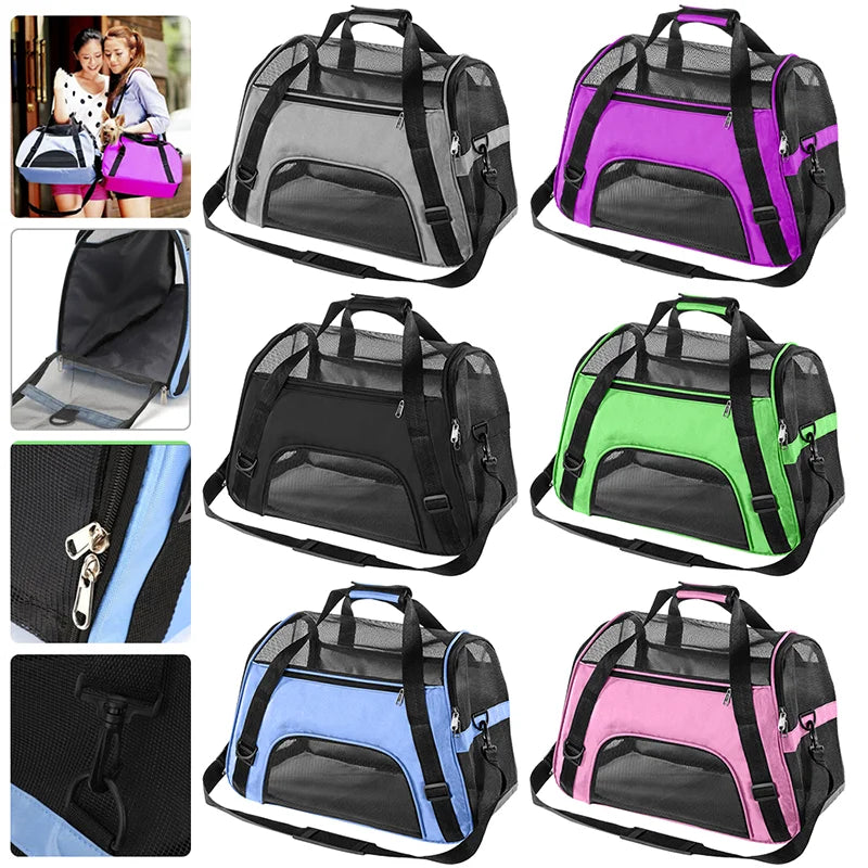 Foldable Cat & Dog Carrier Bag – Portable Mesh Breathable Travel Handbag
