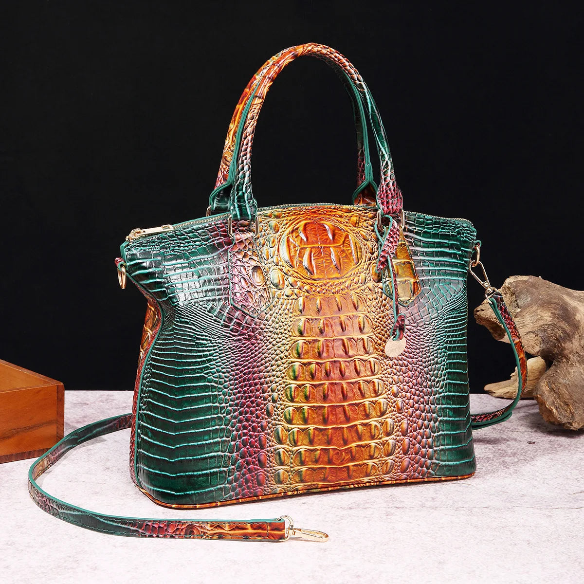 Fashion Colorful Alligator Style Handbag – Retro Crocodile Pattern PU Leather