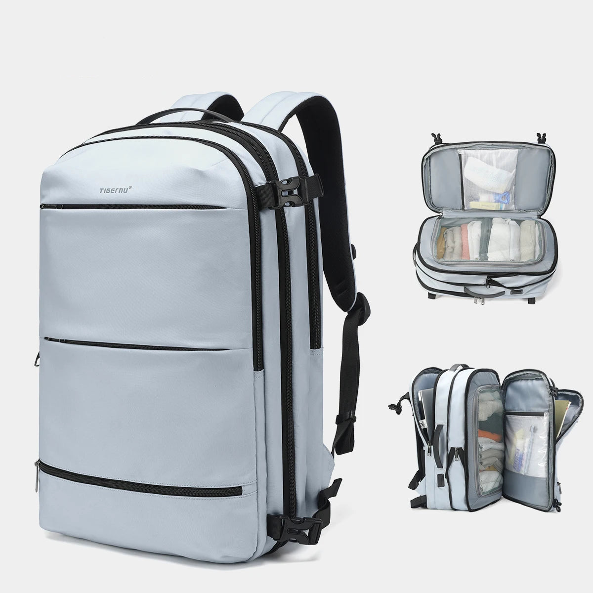 Smart Expandable Compression Backpack – USB Charging, Travel Bag