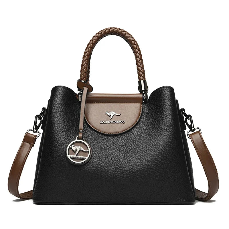 Designer-Style Handbag – Multi-Compartment PU Leather