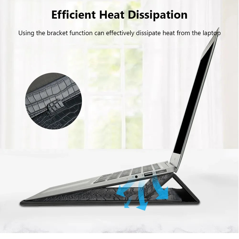 Luxury Leather Laptop Bag– Protective Sleeve for MacBook Air & Pro 13–16 Inch