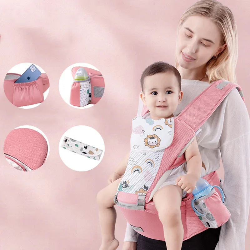 Infant Baby Backpack Carrier- Front & Back Carry Hip Seat