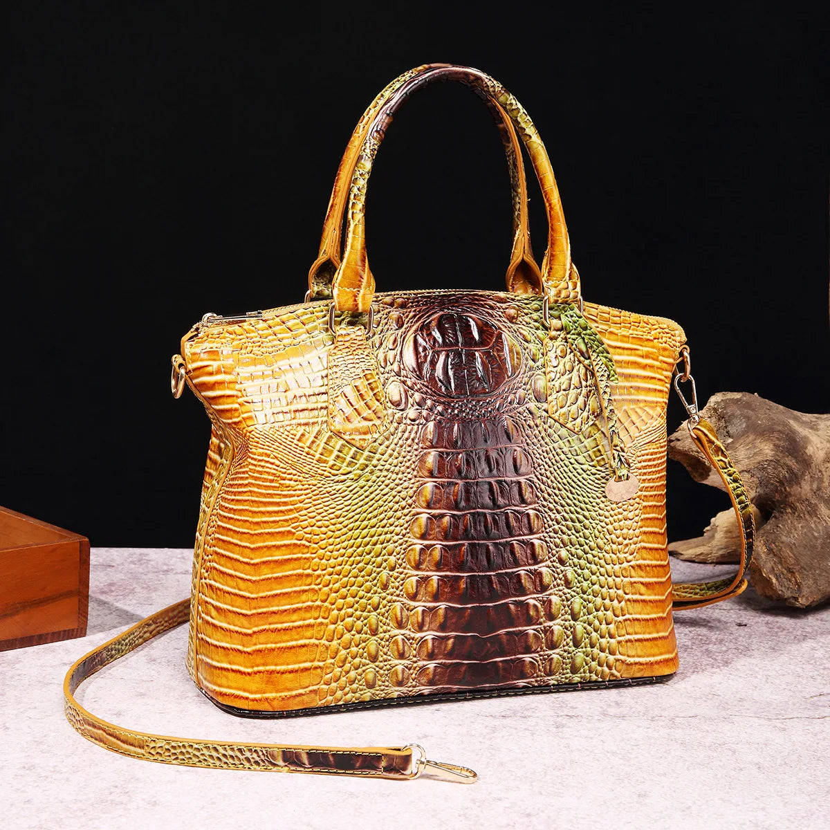 Fashion Colorful Alligator Style Handbag – Retro Crocodile Pattern PU Leather
