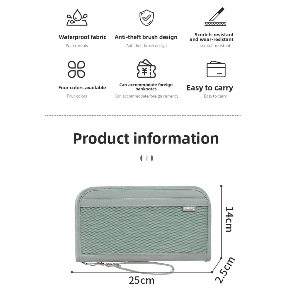 Large Travel Wallet – Anti-Theft Passport Card Organizer