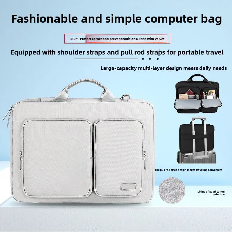 Slim Business Laptop Briefcase – Waterproof Shoulder Bag for MacBook