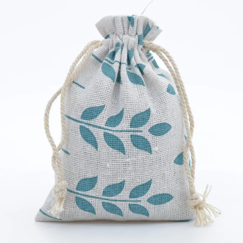 Multi-Colored Cotton Linen Drawstring Bag