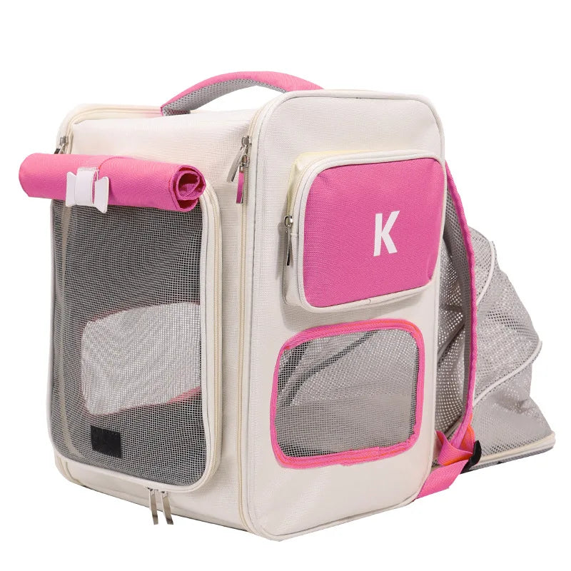 Large Expandable Cat Carrier Backpack – Foldable Breathable Travel Bag