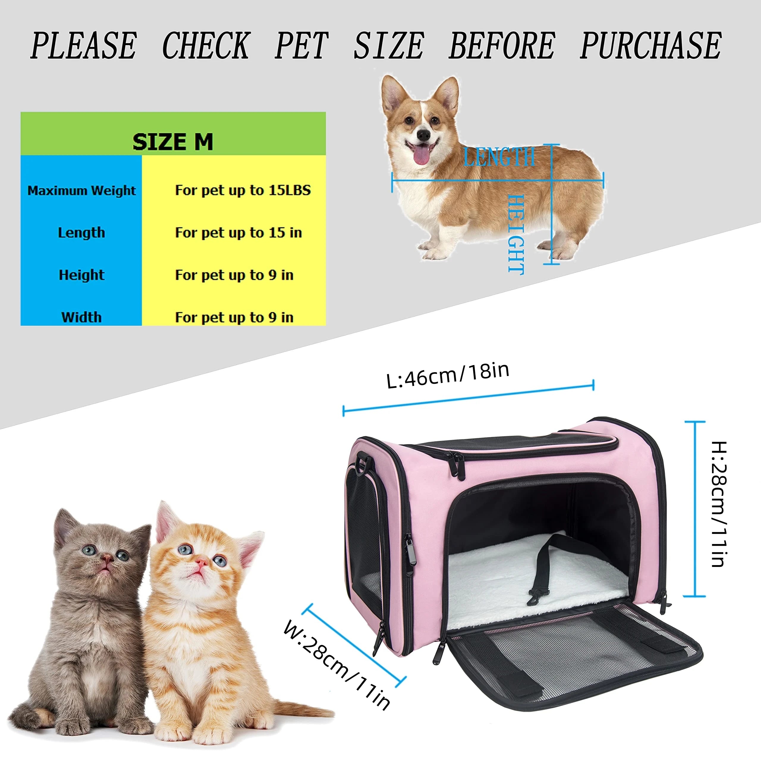 Soft Pet Travel Bag –Lightweight Bag for Travel