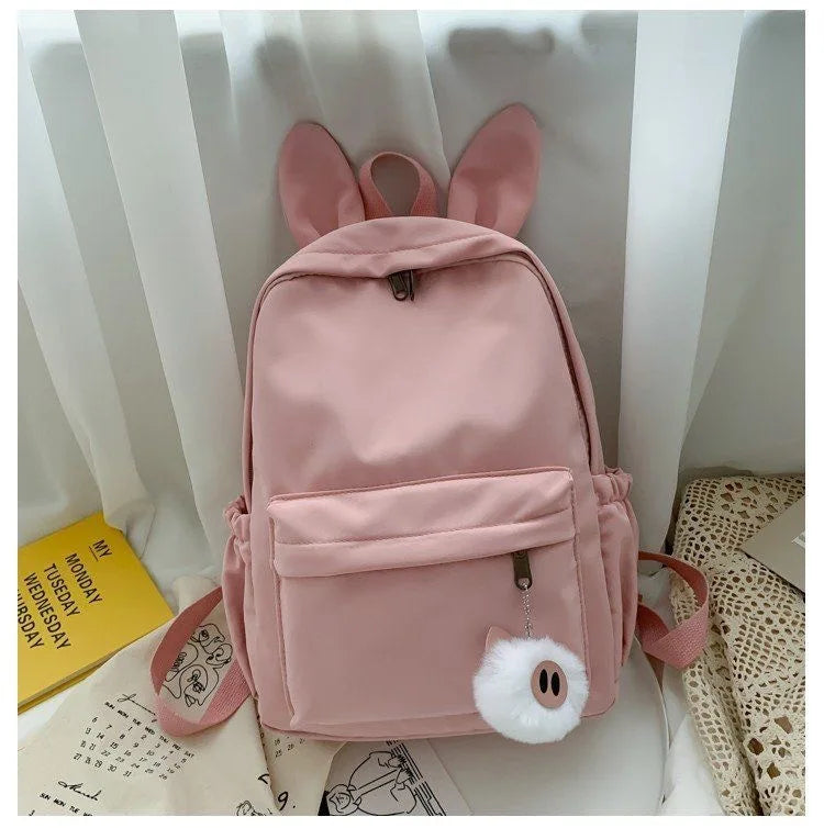 Stylish Nylon Rabbit Ear Backpack – Personalized Bag for Students