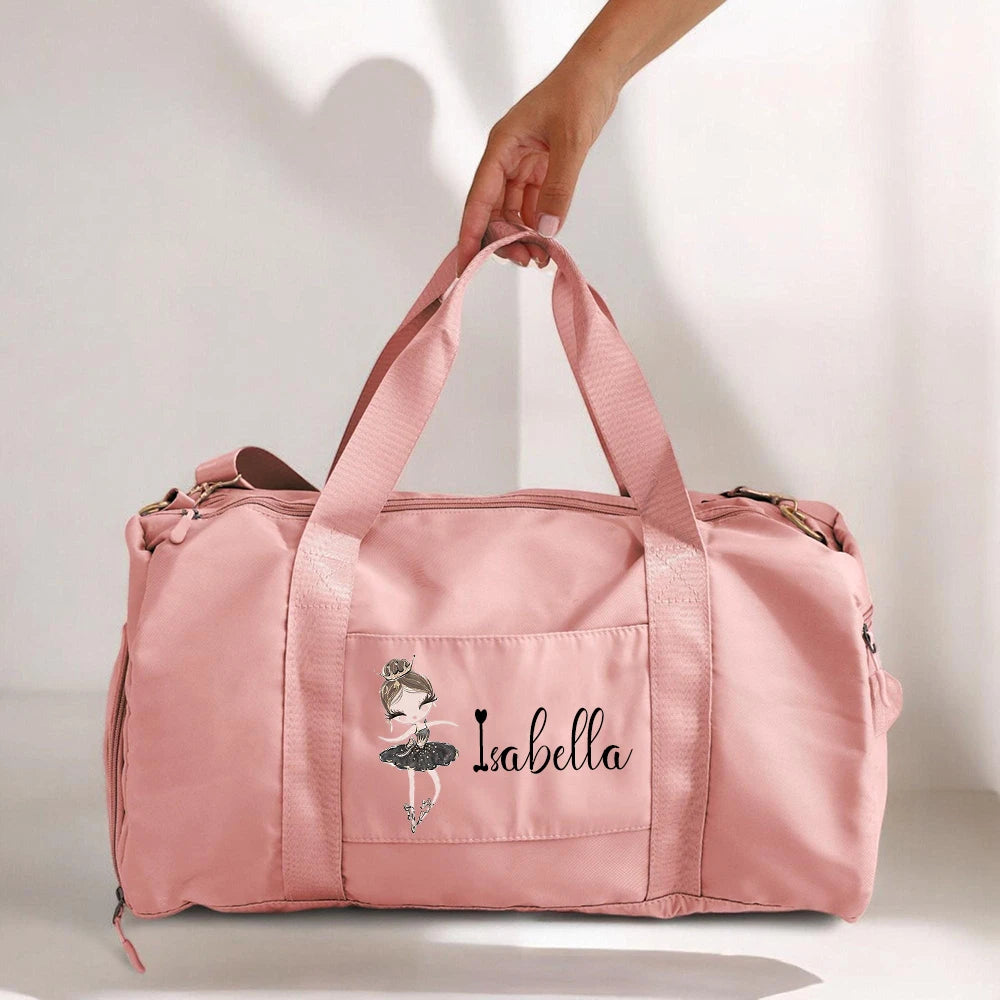 Durable duffle bag for girls with Personalised ballerina design
