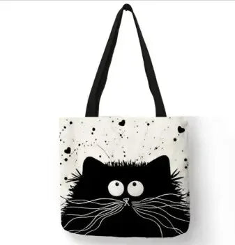 Animal Print Eco Tote – Sustainable Cat Canvas Bag for Women