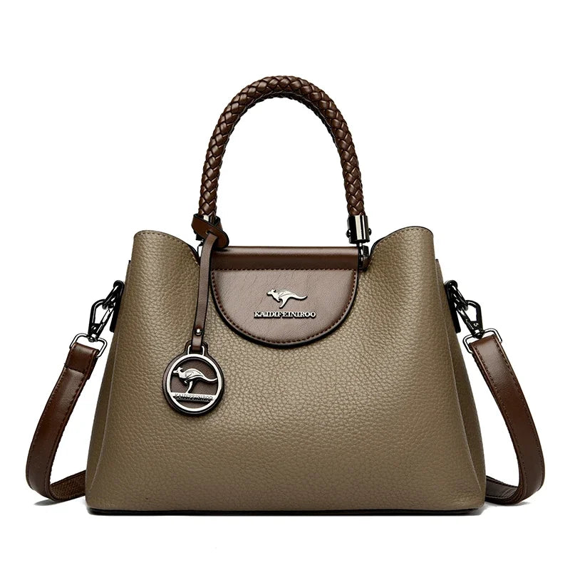 Designer-Style Handbag – Multi-Compartment PU Leather
