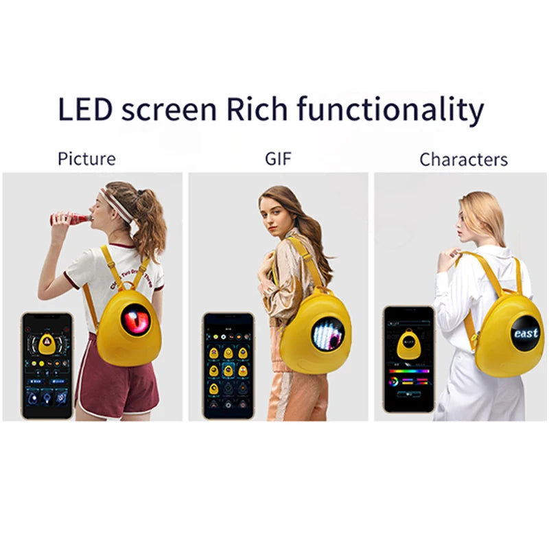 Smart LED Big Eye Backpack – Waterproof School & Travel Bag