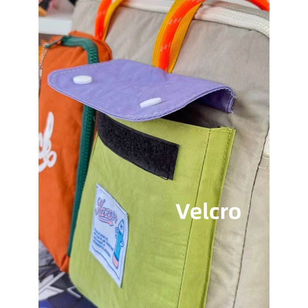 Color Block Portable Laptop Crossbody Bag for Students