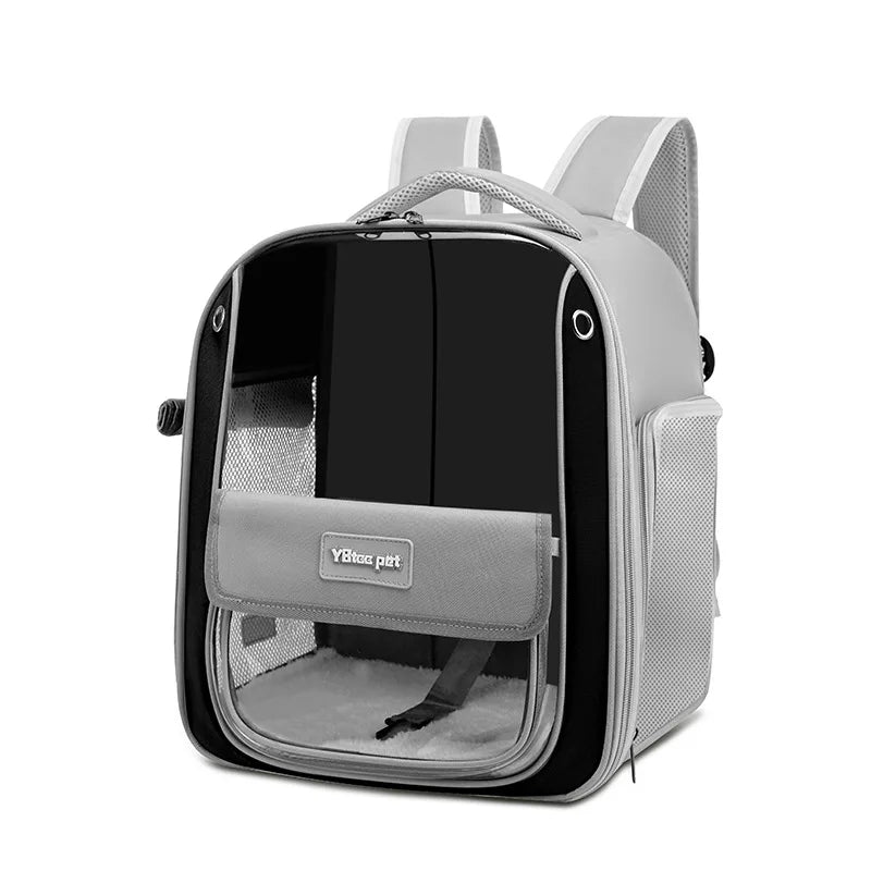 Double-Shoulder Cat Backpack – Transparent Large-Capacity Travel Bag for Cats & Dogs