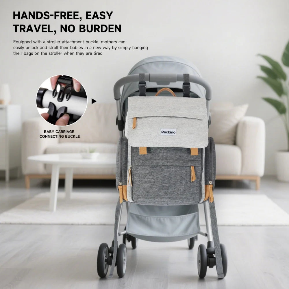 Hands-Free Baby Backpack – Large Capacity Stroller Diaper Bag