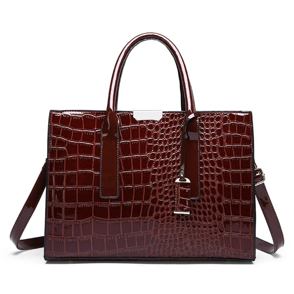 Large Capacity Crocodile Pattern – Luxury PU Leather Handbag