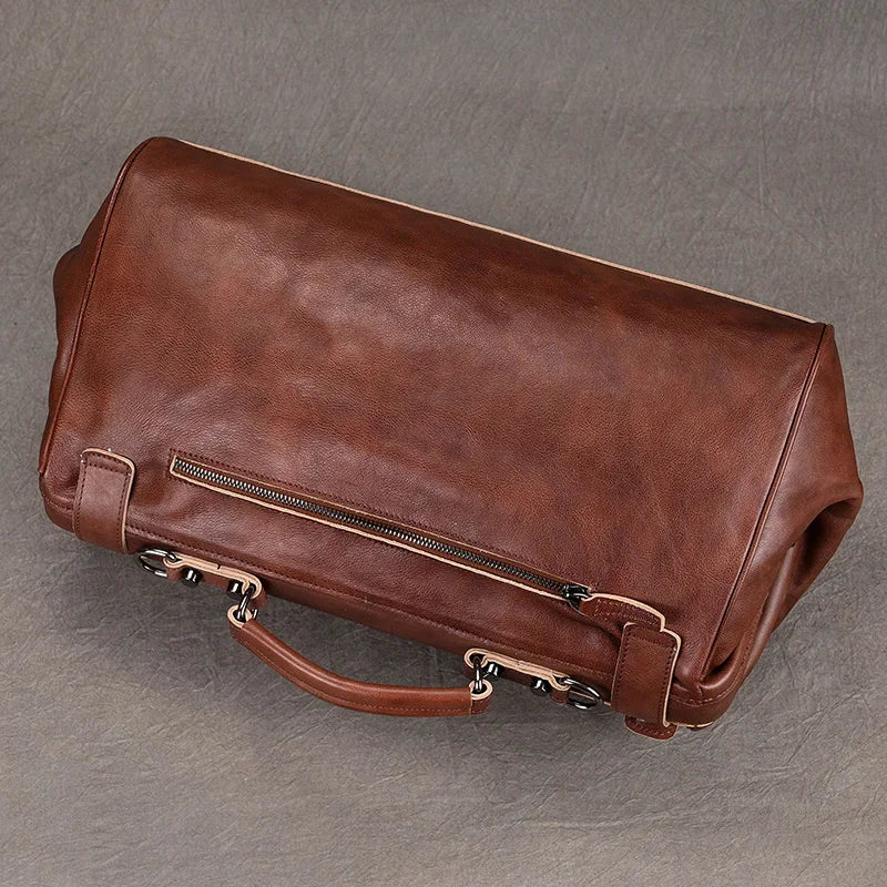 Luxury Style Genuine Leather Travel Duffel Bag
